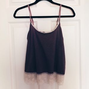Bohemian Lilac Tank with Cream Lace edges (AE)